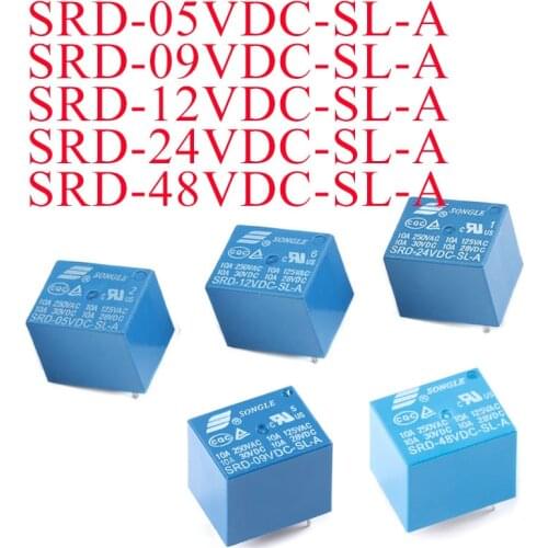 10PCS/lot Relays SRD-05VDC-SL-A 5V 10A 250VAC 4PIN T73 RD-24VDC-SL-A RD-12VDC-SL-A 24V 12V Power Relays 10A