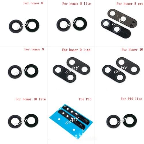 10pcs Camera Glass Lens For Huawei Honor 8 Pro Lite 8S 9 10 P10 Rear Bcak Camera Glass Cover With Adhesive Sticker Parts