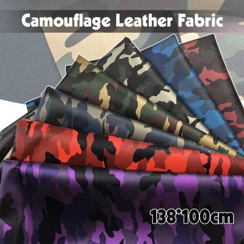 100*138cm Camouflage Faux Leather Artificial PU Leather Fabric For Upholstery Furniture Background Wall Shoes Bag Craft 0.7mm