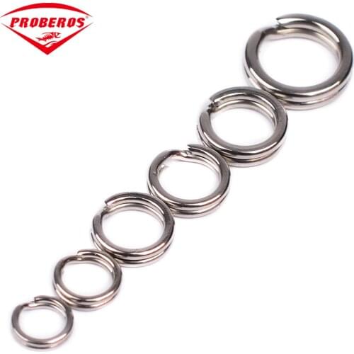 100pcs Fishing Split Rings for Crank Hard Bait Snap Silver Stainless Steel 3#-8# Double Loop Split Open Carp Fishing Lure Pesca