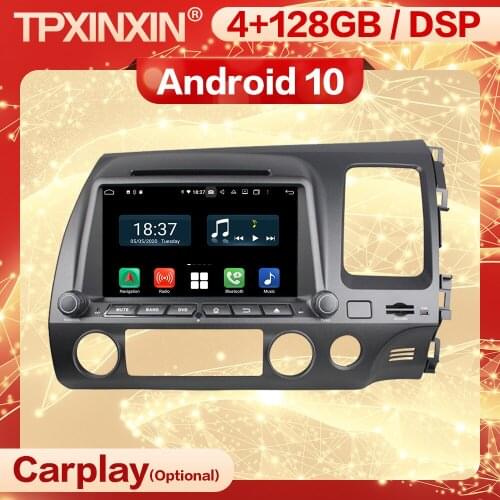 128G Carplay 2 Din Android 10.0 Stereo Receiver For Honda Civic 2007 2008 2009 2010 2011 Video Radio Auto Audio Player Head Unit