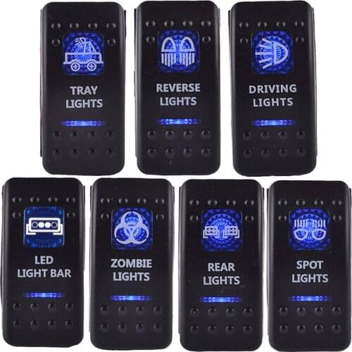 Car Boat Blue LED Light Bar ON/OFF Push Toggle Switch DC 12V 20A 24V 5Pins