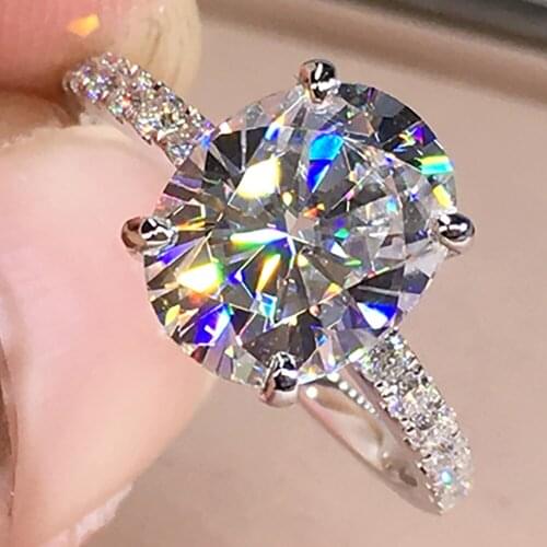 14K White Gold Women Ring Moissanite Diamonds 1 2 3 4 5 Carat Oval Elegant Wedding Party Engagement Anniversary Ring Trendy