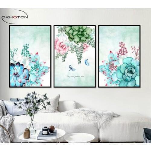 Unframed 3 Pieces/Set Succulent Plants Modern Canvas Painting Printed Wall Art Pictures Home Decoration Modern Printings