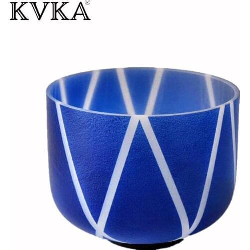 G note 8 inch Throat Chakra Frosted quartz crystal singing bowl blue color for Sound healing