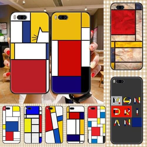 Art Color Mondrian Phone case For Xiaomi Mi Max Note 3 A2 A3 8 9 9T 10 Lite Pro Ultra black fashion shell soft hoesjes pretty
