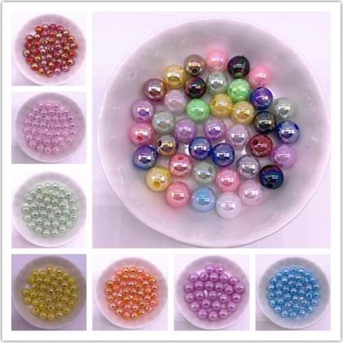 6mm 8mm 10mm AB Color Round Acrylic Beads Loose Spacer Beads For Jewelry Making DIY Clothing Accessories