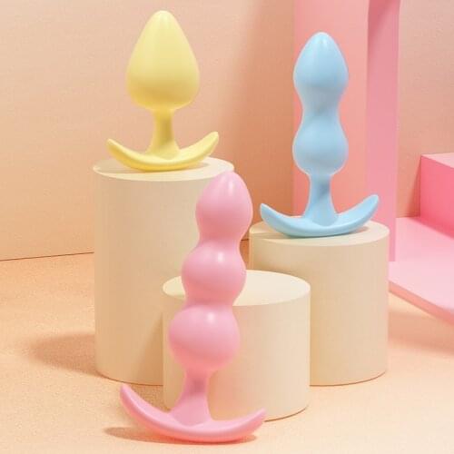 Draimior New Jelly Plug For Male/Female Anal Plug Prostate Massager Jelly Colors 3pcs/Set Anal Plug Beads Unisex Adult Products