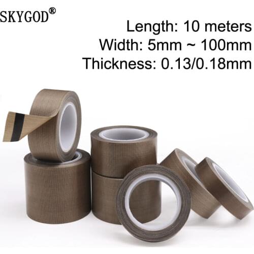 10 13 15 20 25 30 35 40 50mm x 0.18mm PTFE Adhesive Cloth Insulated Vacuum Sealing Machine High Temperature Resistant PTFE Tape