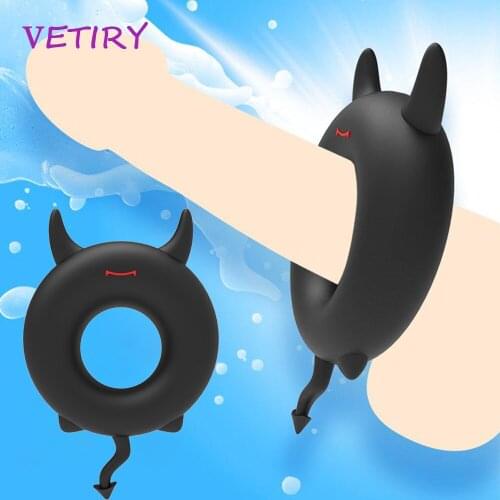 Little Devil Penis Rings Delay Ejaculation Soft Silicone Cockring Sex Toys for Men Erection Male Chastity Device Adult Products