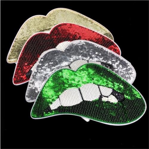 Maxsin Fun 1 Pcs Large Mouth Lip Patch Fashion Girl Clothes Applique Fashion DIY Clothing Decoration Sew On Sequins for Clothes