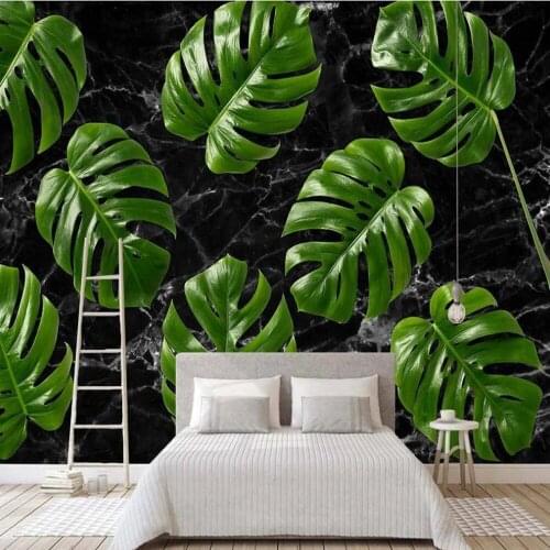 Milofi Custom 3D Wallpaper Mural Style Plantain Leaf Tropical Plant Nordic Living Room Background Wall Decoration Painting Photo