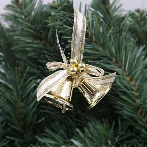 1PCS Christmas Tree Bell Ornament Mini Ribbon Jingle Bell Decoration Hanging Ornament Xmas Party Pendant DIY Decor