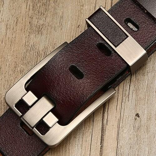 New style mens outdoor metal cowhide belt Mens retro pin buckle leather belt