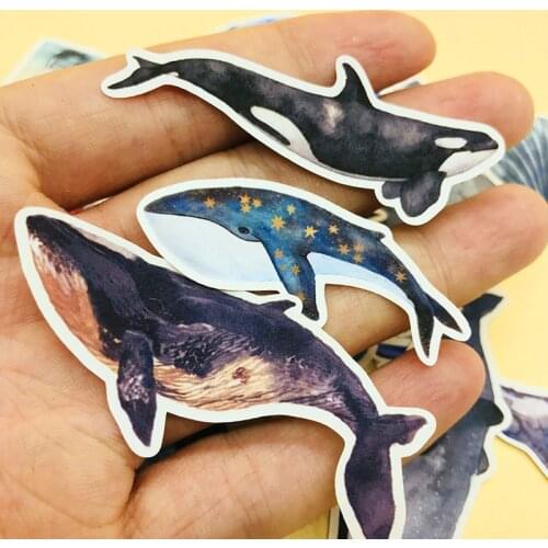 Blue whale letter stickers watercolor marine creature DIY scrapbooking album journal happy planner crafts decorative stickerpack