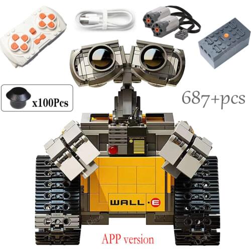 New 687PCS Disney Pixar WALL E Motorized RC Robot Motor Power Functions Figures Technical Building Block Brick Diy Toy Gift Kid