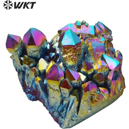 WT-G075 Wholesale custom Healing Rainbow Crystal Quartz Stone Charm Rainbow Colors natural crystal quartz cluster stone 5pcs/lot