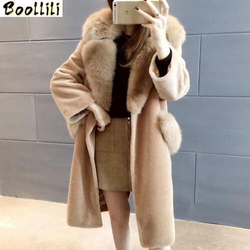 Boollili Real Fur Coat Women Winter Coat Women Clothes 2020 New Parka Real Fur Jacket Fox Fur Collar 100% Wool Jacket