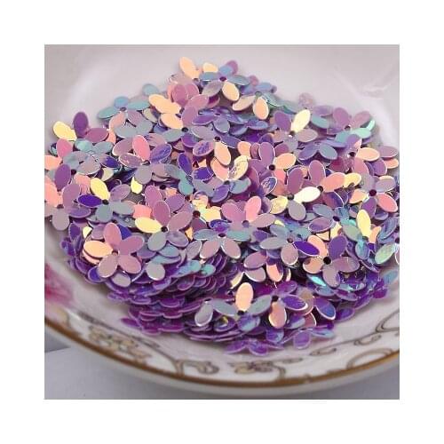 30g/lot PVC Sequins 10mm Flower With 1 Center Hole Plum Blossom Cup Loose Sequins Shining Purple Spangles