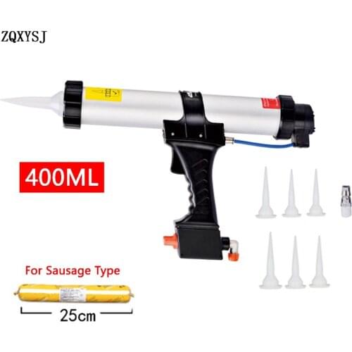 ZQXYSJ 400ML Caulking Gun Air Pneumatic Sealant Gun Pistol With Pistons Seal Nozzles Adhesive Sausage Silicone Gun Building Tool