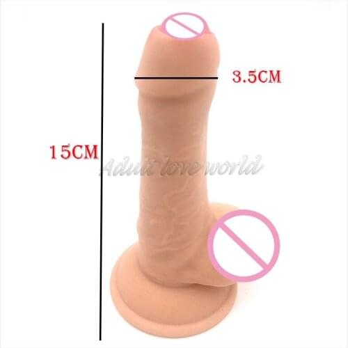 Dildo Realistic Penis Sex Toys for Woman Silicone Real Rubber Dick Foreskin,Mini Dildo Suction Dildo ,Adult Toy Sex Products