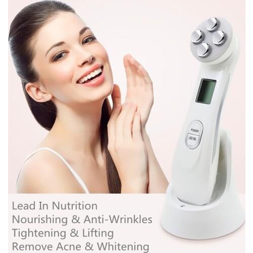 Promotional price 5colorled RF beauty equipment Facial home import device Facial RF lifting firming photon rejuvenation massager