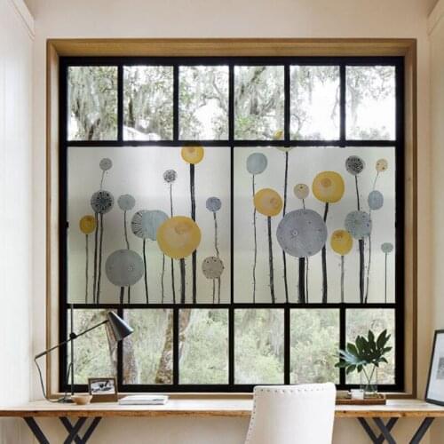 DIY Static Cling Privacy Glass Film Window Sticker Door Decals Nordic Floral Decorative Films for Kitchen Bathroom Balcony