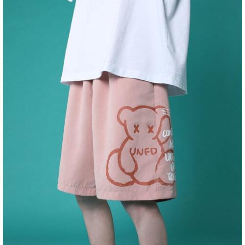 Shorts Bear Print Cotton Joggers For Women Summer Shorts High Waist Wide Leg Sweatpants Harajuku Sport Running Loose Shorts