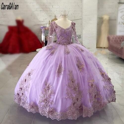 Sweet 16 Lilac Quinceanera Dresses Lace Applique Girls 15 Years Birthday Dress Mexican Prom Gown 2021 Vestidos De XV Años