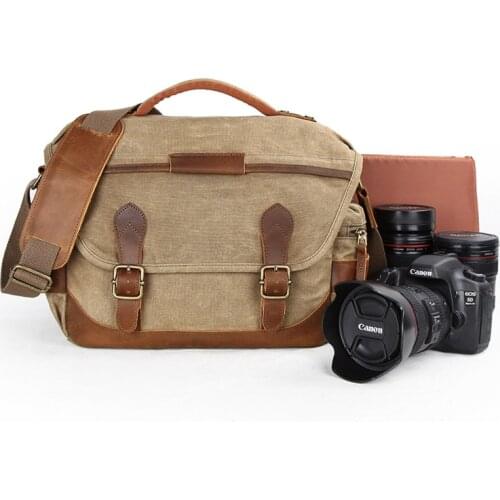2019 camera bag waterproof canvas photography shoulder Messenger bag retro casual SLR digital package