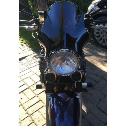 Universal Motorcycle Windshield Round Lights Street Bike Windscreen Glass As For Honda Yamaha Kawasaki Suzuki Black