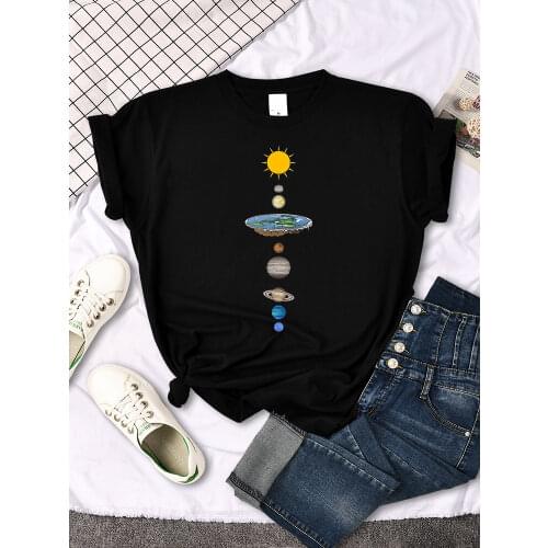 The Eight Planets Of The Solar System Print Famale T Shirt Casual New Tshirt Oversized Soft Top Fashion Style Womens Tshirt