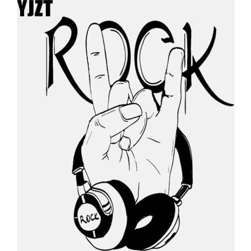 YJZT 11.5CM*14.2CM Fun Music Headphones Rock Sign High Quality Vinyl Car Sticker C22-0692