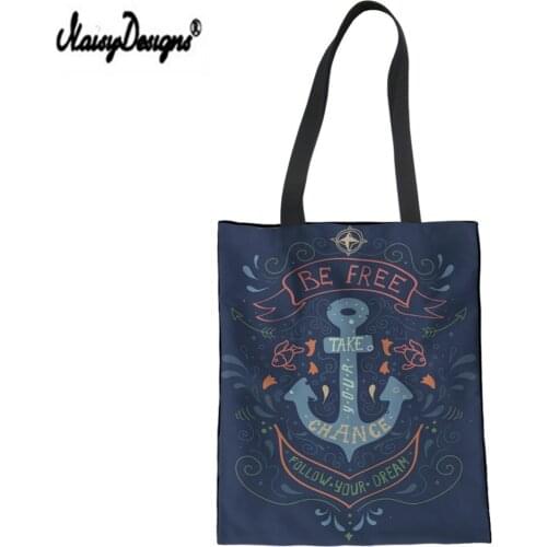 NOISYDESIGNS Canvas Shoulder bag Brand For Women Art Anchor Pattern Totes Girls Custom Michael bag Female Summer Luxury bag