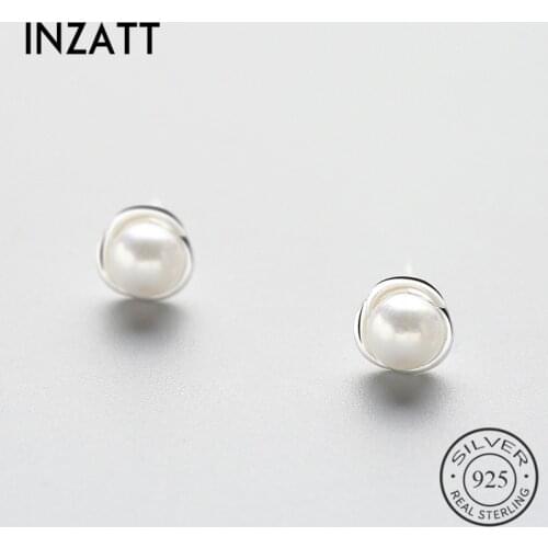 INZATT Fine Jewelry Pearl Flower Stud Earrings For Women Romantic Anniversary Charm 925 Sterling Silver Accessories 2018 Gift