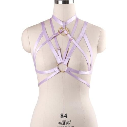 Women Neck Cage Bra Rave Wear Burlesque Corset Gothic Body Harness Punk Fetish Harajuku Bondage Harness Bra Christmas Gift