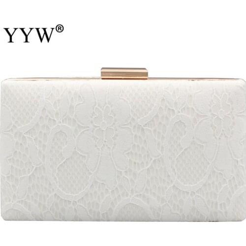 YYW WomenS Elegant Floral Lace Envelope Clutch Evening Prom Handbag Purse Wedding Party Bags Clutches Pochette Femme White