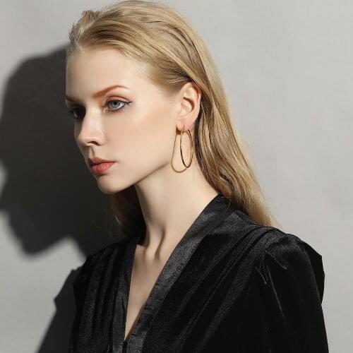 ZMZY Unique Stainless Steel Drop Earring Trendy Simple Gold Color Round Statement Earrings for Women New Arrival Fashion Jewelry