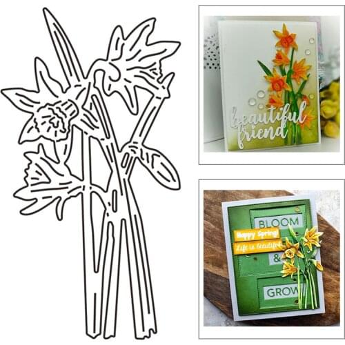 2021 New Plant Botanical Daffodils Metal Cutting Dies For Mould Cut Paper Embossing Making Greeting Card Scrapbooking No Stamps
