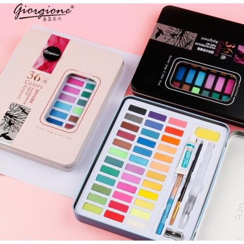 36/48Color Solid Watercolor Paint Set Smudged Water-Soluble Portable Metal Box Professional Permanent Drawing Art Supplies Mang