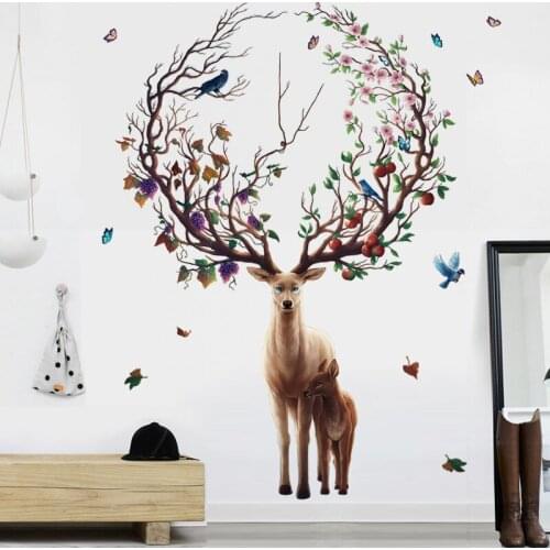 95*135cm Creative Large Sika Deer 3D Wallpaper Wall Stickers DIY Animal Kids Rooms Bedroom Living Room Home Decor Poster