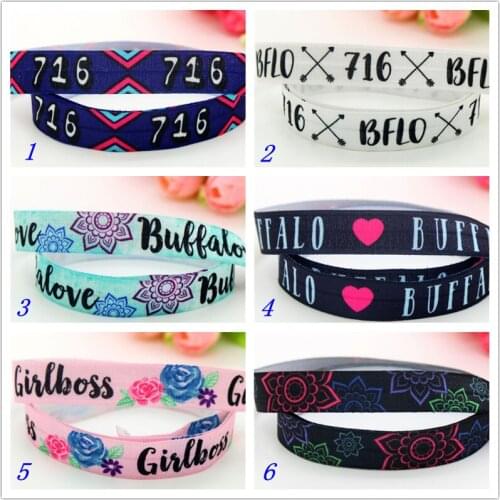 5/8'' Free shipping Fold Elastic bands bflo 716 love flower printed FOE headband headwear hairband decoration wholesale OEM S537