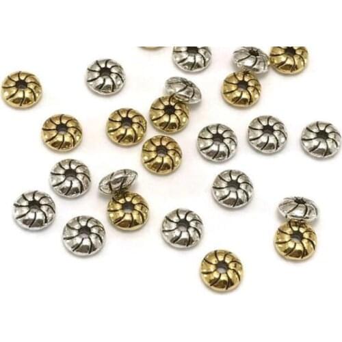 50Pcs/lot Tibetan Silver Metal Dish-shaped flat beads Beads Spacer Beads for Jewelry Making DIY Charm Bracelet 6mm