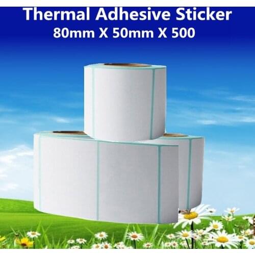 80*50*500pcs per roll Thermal Label Adhesive Stickers 80mm X 50mm Thermal Sensitive Adhesive Sticker Barcode Printer Labels