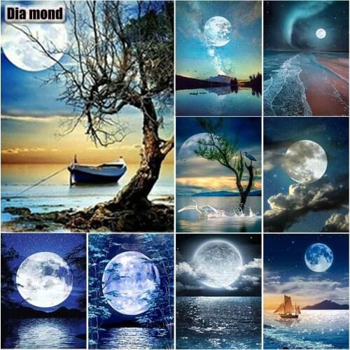 5D DIY Diamond Painting Moonlight Full Square Round Drill Diamond Embroidery Moonscape Cross Stitch Manual Art Gift Home Decor
