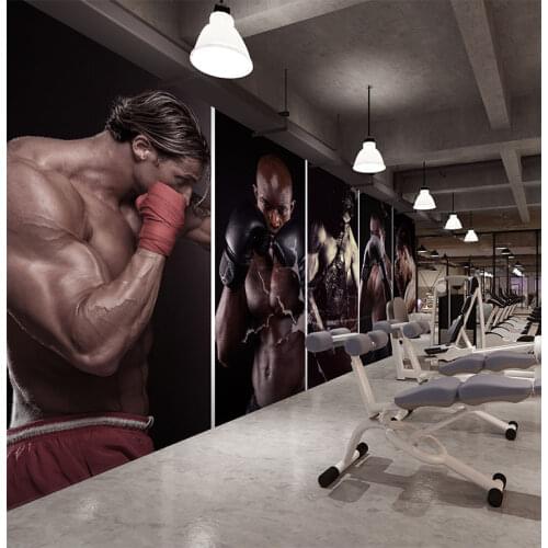 Bacaz 3d papel parede Sports GYM Wallpaper mural 3d wall Mural Wall paper for Boxing Gymnasium Room 3d Sport Stickers