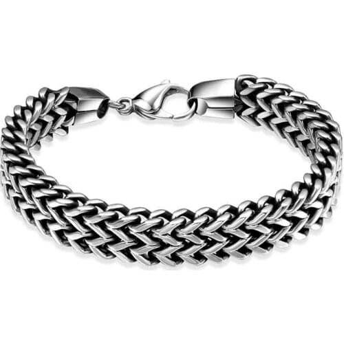Stainless Steel Bracelet For Men Luxury Mens Charms Black Bangle Vintage Fashion Jewelry Chain Cuban Link Bracelet Lady Pulseira