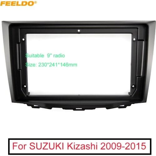FEELDO Car Stereo 9” Big Screen Fascia Frame Adapter For Suzuki Kizashi 2Din Dash Audio Fitting Panel Frame Kit