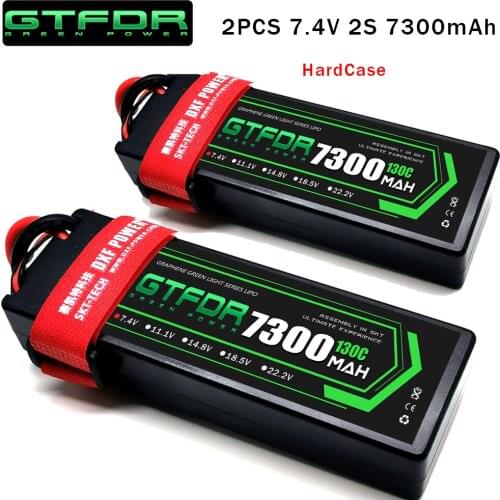 GTFDR 2PCS Lipo Battery 2S 7.4V 5200mah 6200mAh 6500mah 7300mah 7000mah 50C 60C 100C 120C 200C 130C 260C HardCase For RC car