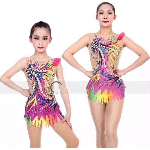 Modern Ballroom Dance Rhinestone Jumpsuit Rhythmic Gymnastics Competition Dress Women Adult/Kids Ice Skating Costumes DQL5867